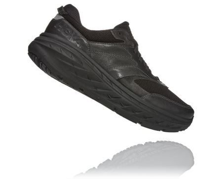 Hoka Bondi Leather Road - Tenis Corrida Estrada Homem Pretas | PT-Ql9O22p